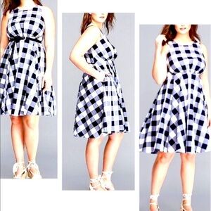 Lane Bryant Gingham Black and White Pinup Style Dress Plus Size